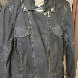 Calvin Klein Jeans Gray Denim Zip-Front Jacket